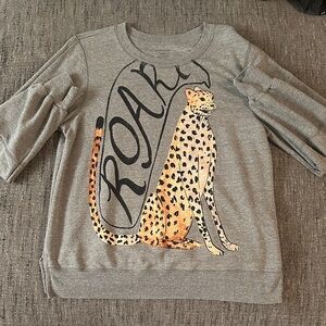 Anthropologie Gray Roar Cheetah Sweatshirt